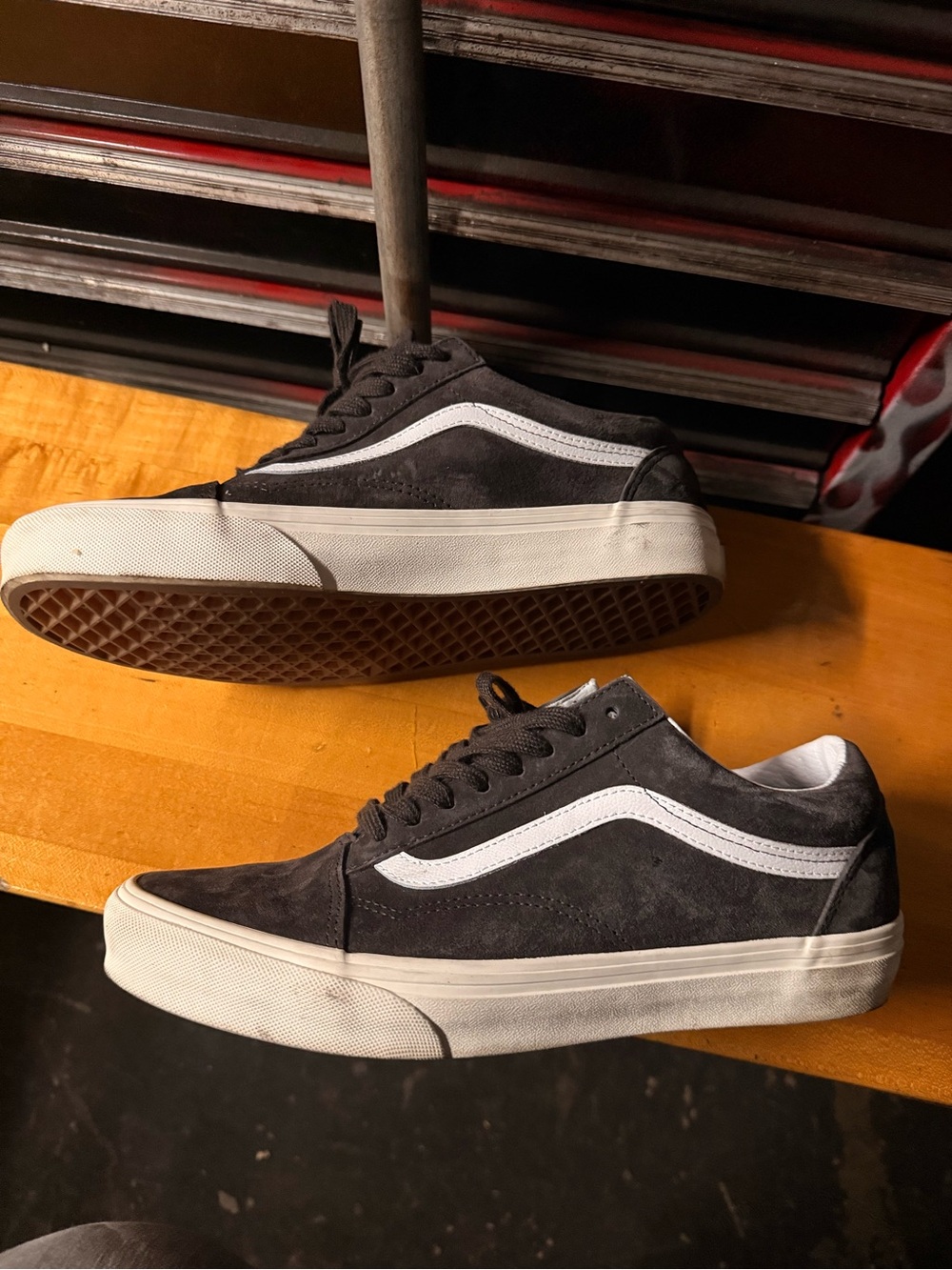 Vans Gray Suede Old Skool Sneakers with White Side Stripe